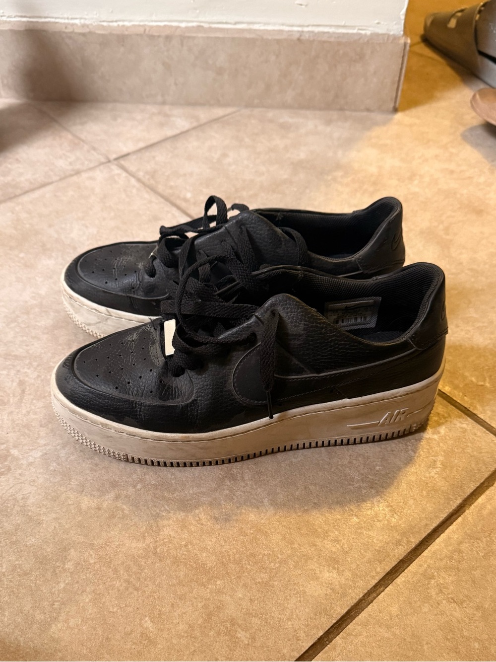 Nike Black Leather Platform Sneakers with White Midsole